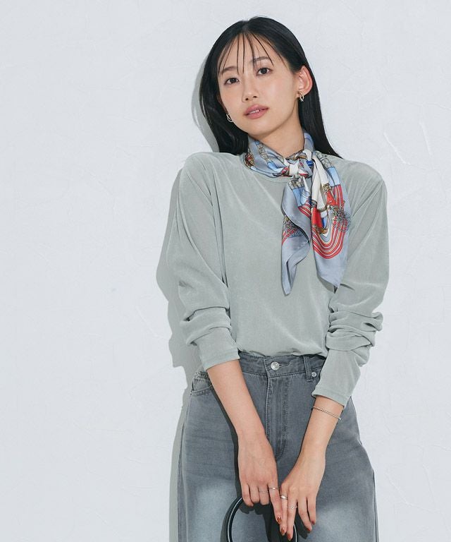 162cm / ベロア / スモークブルー / クルーネック / M