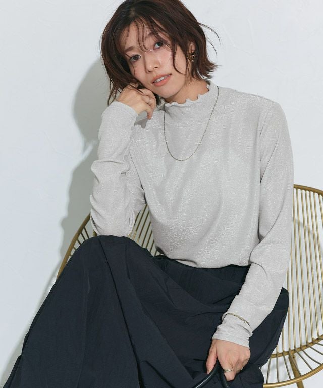 167cm / ラメ / シルバー / ハイネック / M