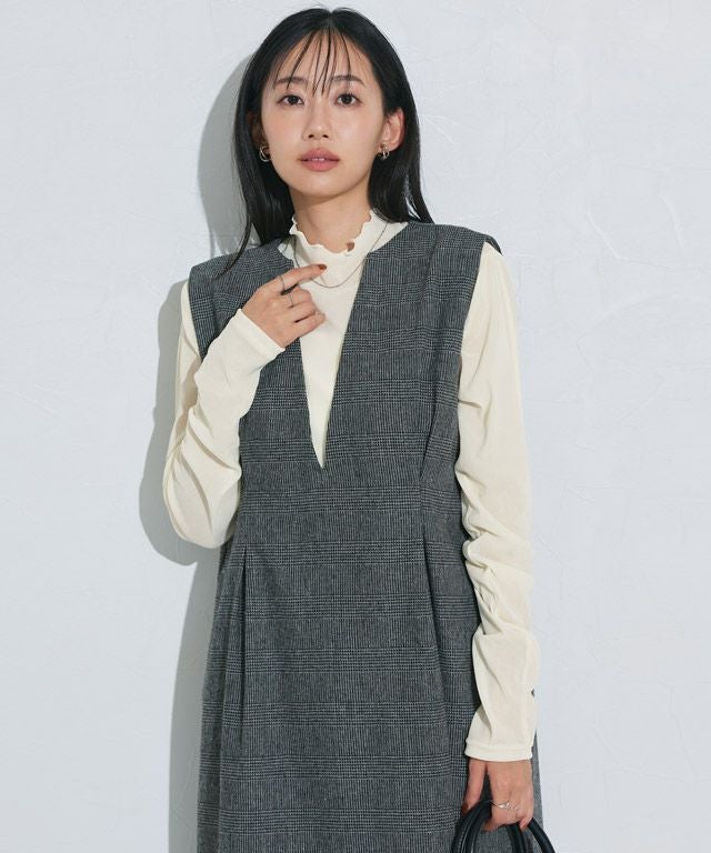 162cm / ベロア / アイボリー / ハイネック / M