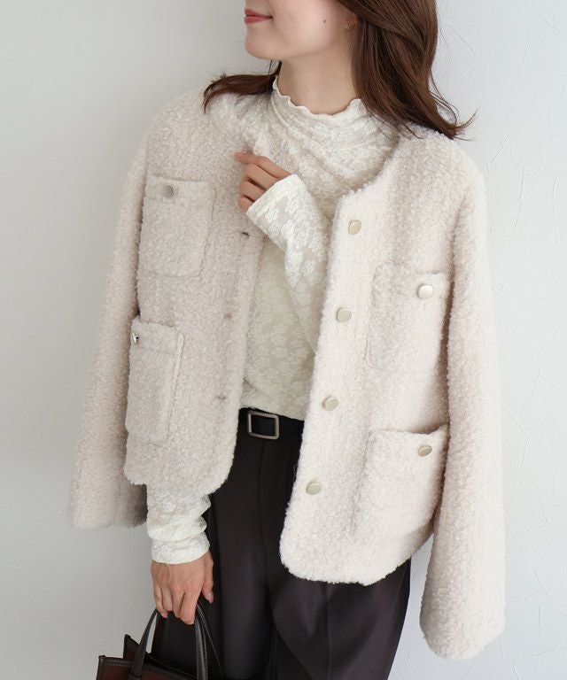 163cm / レース / アイボリー / ハイネック / M