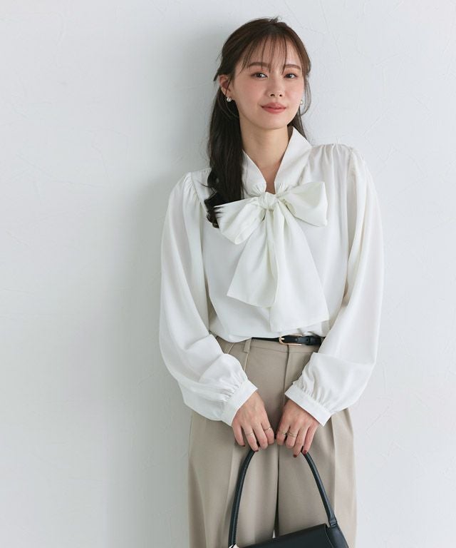 柄が選べる2wayリボンギャザーブラウス 【Pierrot】【木村えりなさん