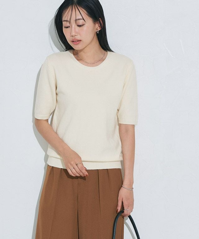 【百貨店購入】カシミヤ半袖ニット プレミアムカシミヤタッチ半袖ニット【Pierrot】 | 【公式】Pierrot