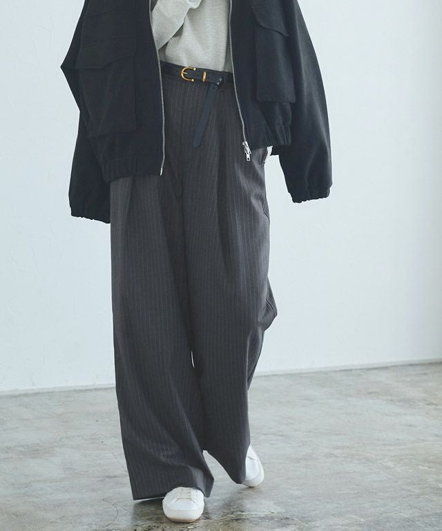 166cm / ストライプ杢チャコール / M