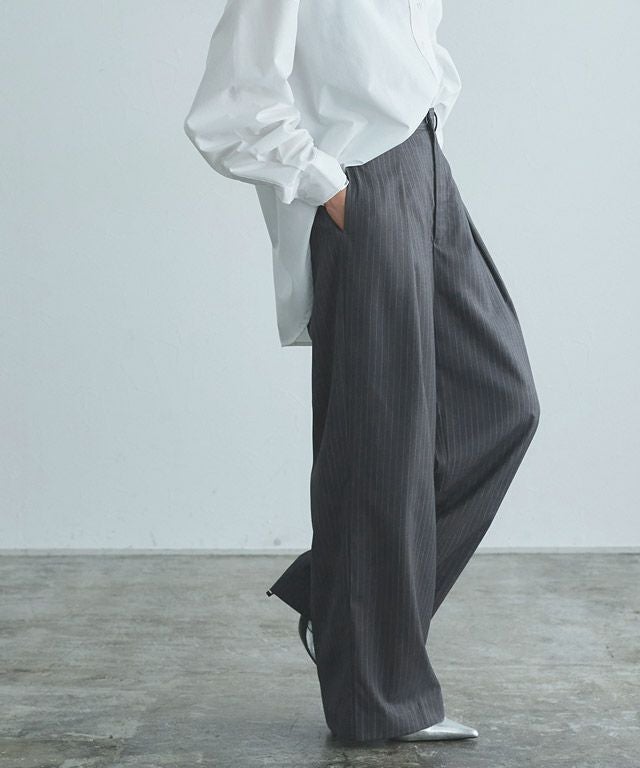 166cm / ストライプ杢チャコール / M