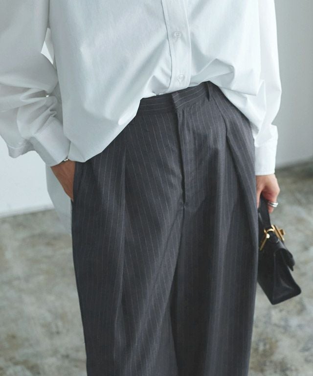 会員優待】[RASW]ウールミックスタックワイドパンツ【Akaneさん着用