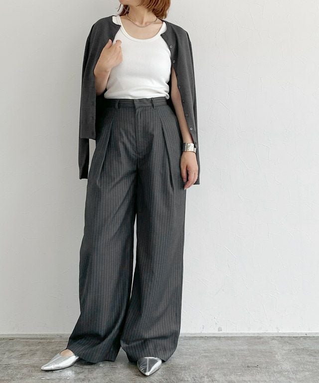 160cm / ストライプ杢チャコール / M