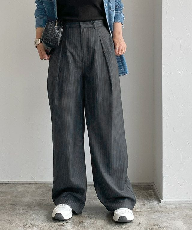 160cm / ストライプ杢チャコール / M