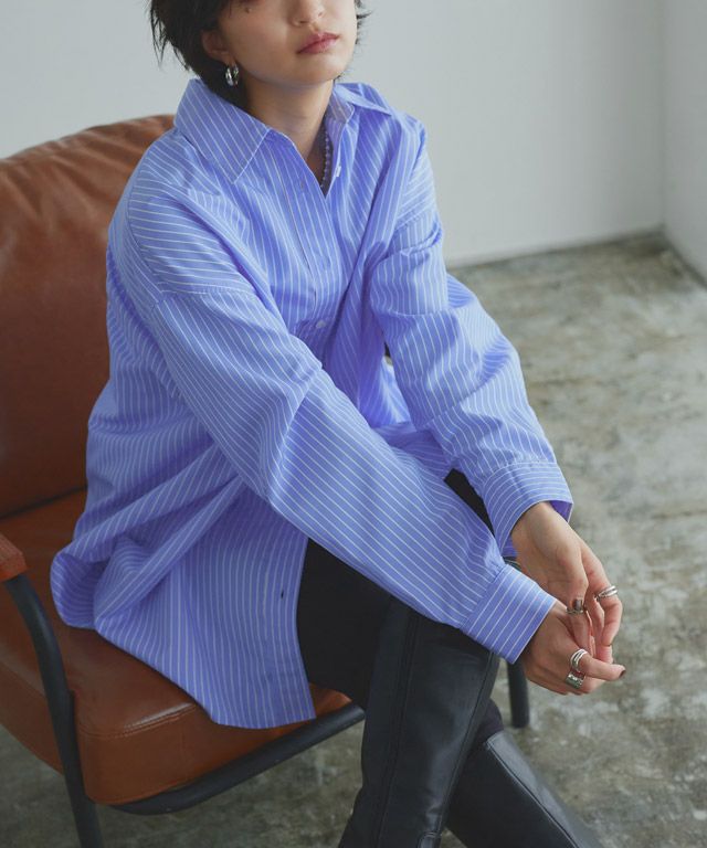 166cm / ブルー×オフホワイト / ロング丈 / M