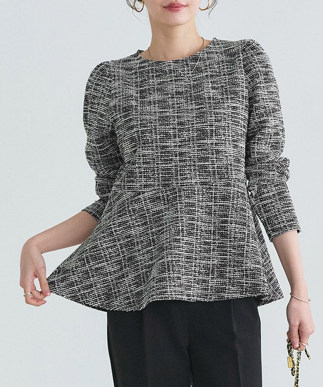 ツイードペプラムカットソー