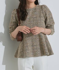 ツイードペプラムカットソー