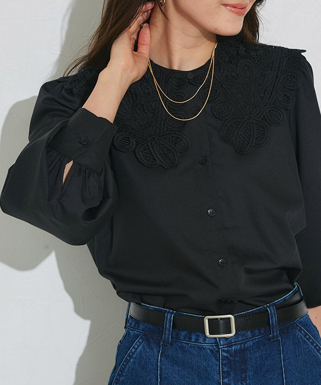 【襟取り外し可能】2wayレース襟ブラウス