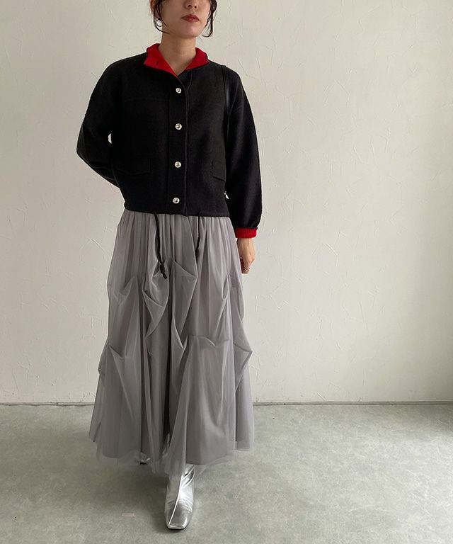 158cm / チャコール×レッド / M