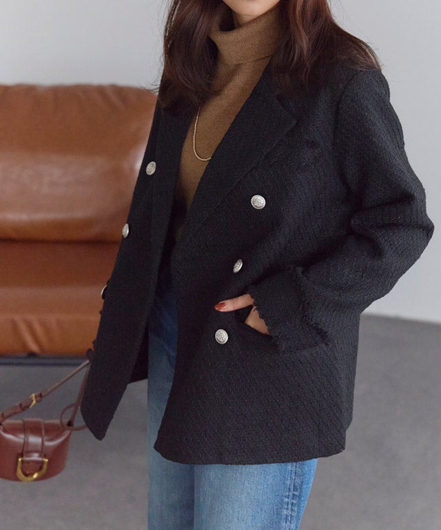 162cm / ツイード/ブラック / M