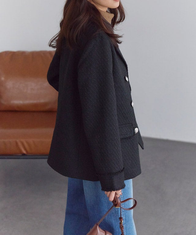 162cm / ツイード/ブラック / M