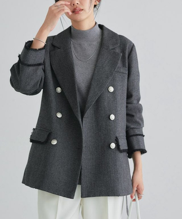 162cm / ヘリンボーン / グレー / M