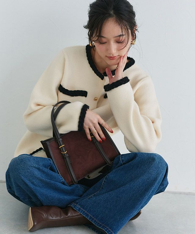 160cm / アイボリー×ブラック / M