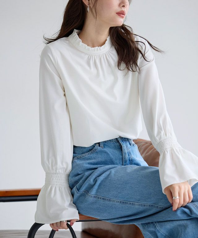 フリル襟シャーリングブラウス【Pierrot】 | 【公式】Pierrot（ピエロ