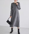 配色プリーツニットワンピース