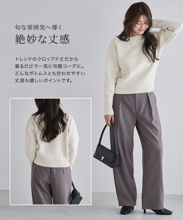 ネックが選べる無地ラメクロップド丈ニット【木村えりなさんYouTube