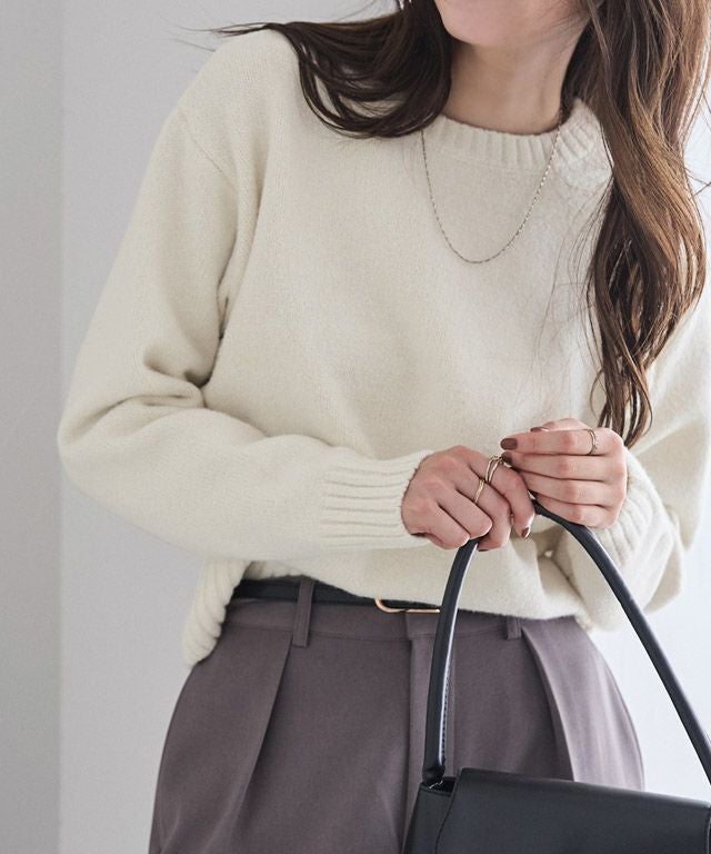 166cm / ラメ / オフホワイト / クルーネック / M