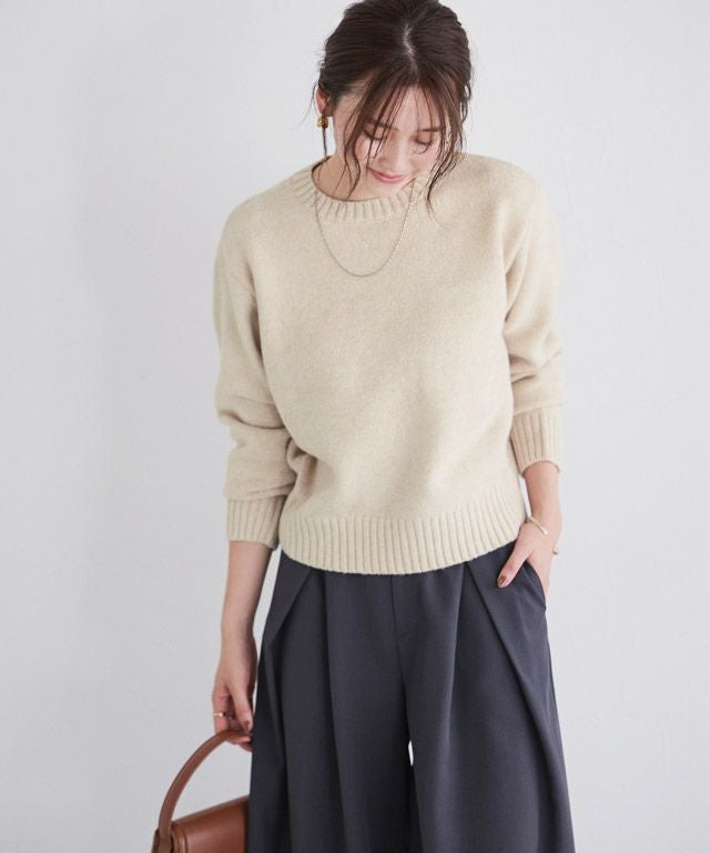 166cm / ラメ / ベージュ / クルーネック / M