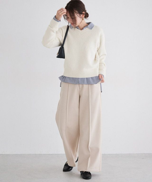 166cm / ラメ / オフホワイト / Vネック / M