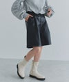 [ECLAM] フェイクレザータックハーフパンツ