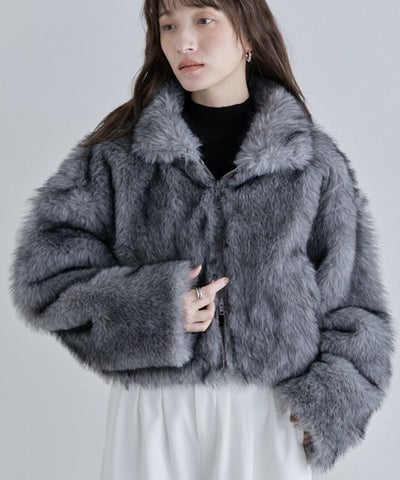 [ECLAM]フェイクファージップアップブルゾン