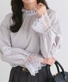 襟袖レースブラウス