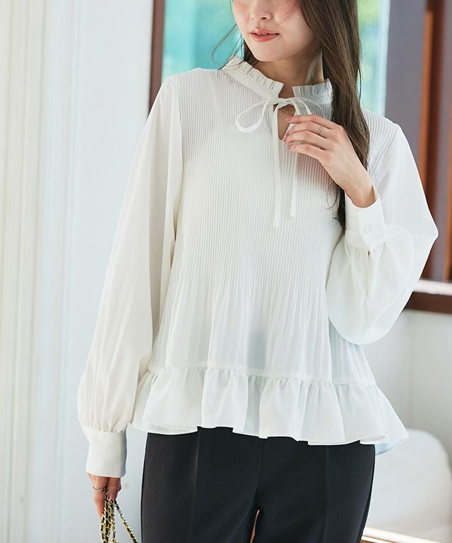 シャツ/ブラウス(長袖/七分) Col Pierrot Dot Sheer Blouse Col Pierrot/コル ピエロ】 Dot Sheer Blouse（シャツ／ブラウス）｜L