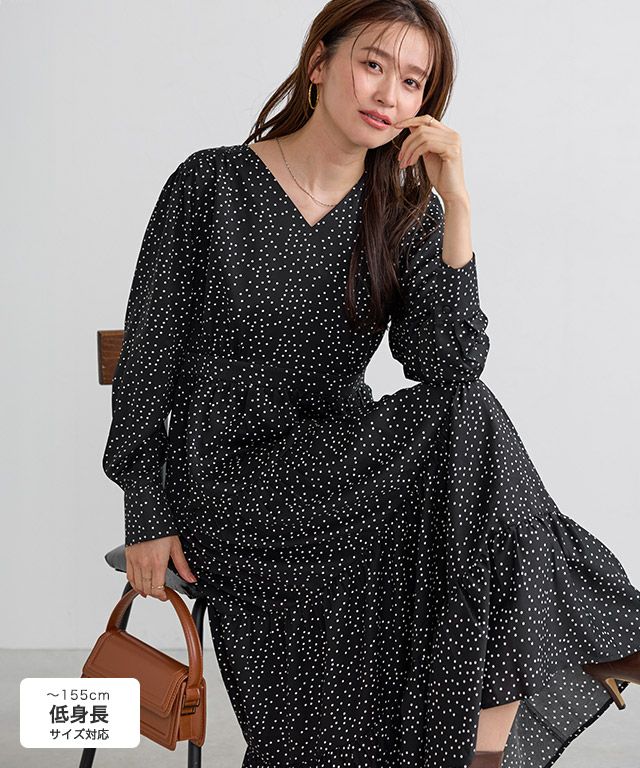 ドットティアードワンピース