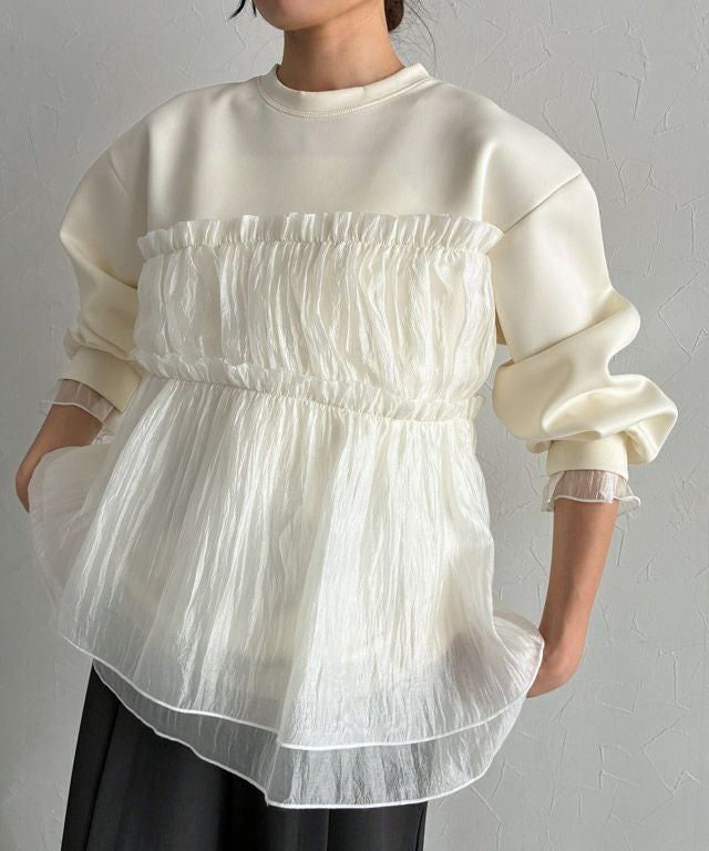 【IVORY】ペプラムドッキングプルオーバー セール】ペプラムドッキングプルオーバー（Tシャツ/カットソー