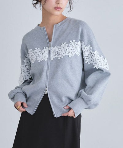 [ECLAM]レースドッキングカーディガン