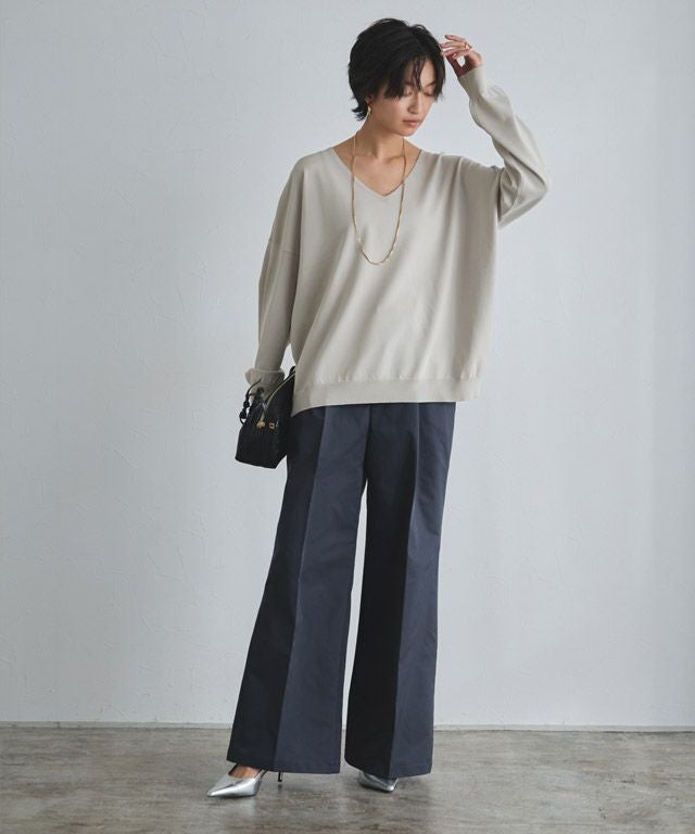 166cm / ライトグレージュ×ダークネイビー / M