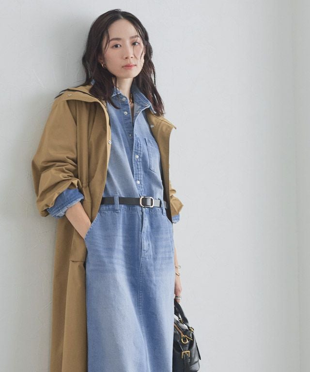 163cm / サックス×キャメルベージュ / M