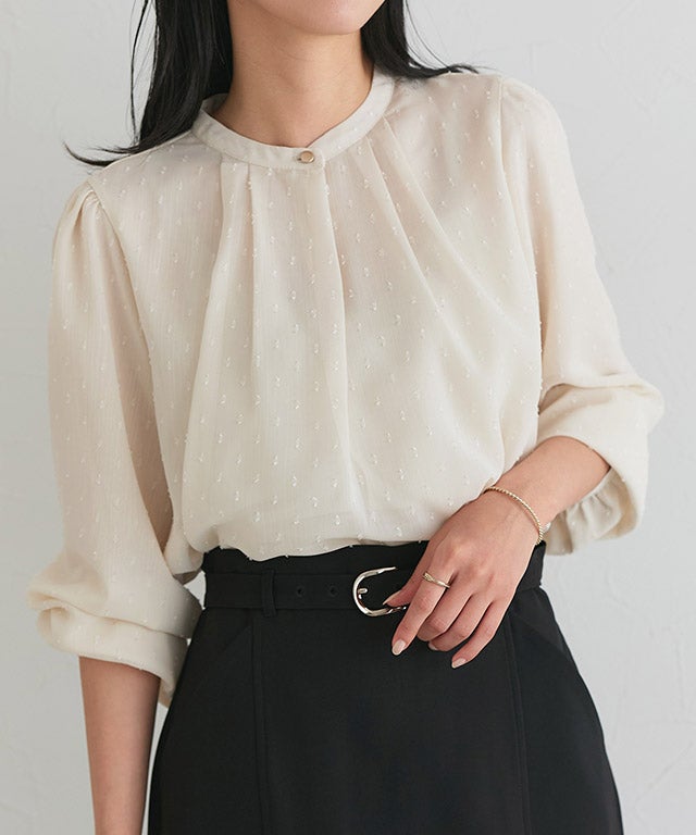 タックデザインドビーシフォンブラウス【Pierrot】