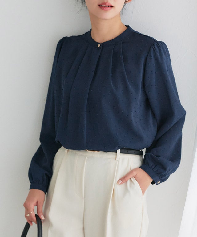 タックデザインドビーシフォンブラウス【Pierrot】