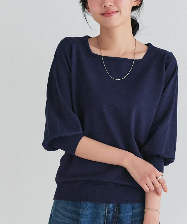 接触冷感/UV/ウォッシャブル】バルーンスリーブニット◇送料無料