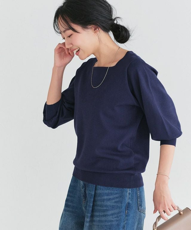 接触冷感/UV/ウォッシャブル】バルーンスリーブニット◇送料無料