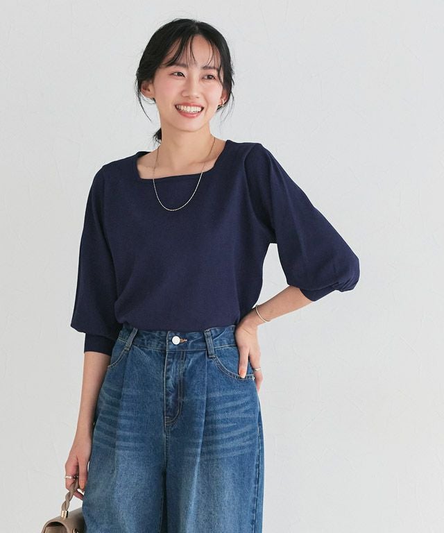 接触冷感/UV/ウォッシャブル】バルーンスリーブニット◇送料無料