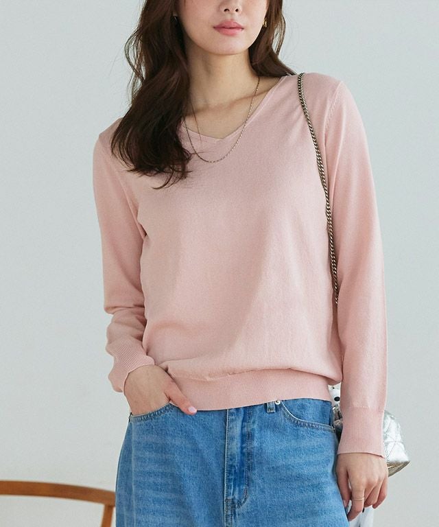 167cm / ピンク / Vネック / M