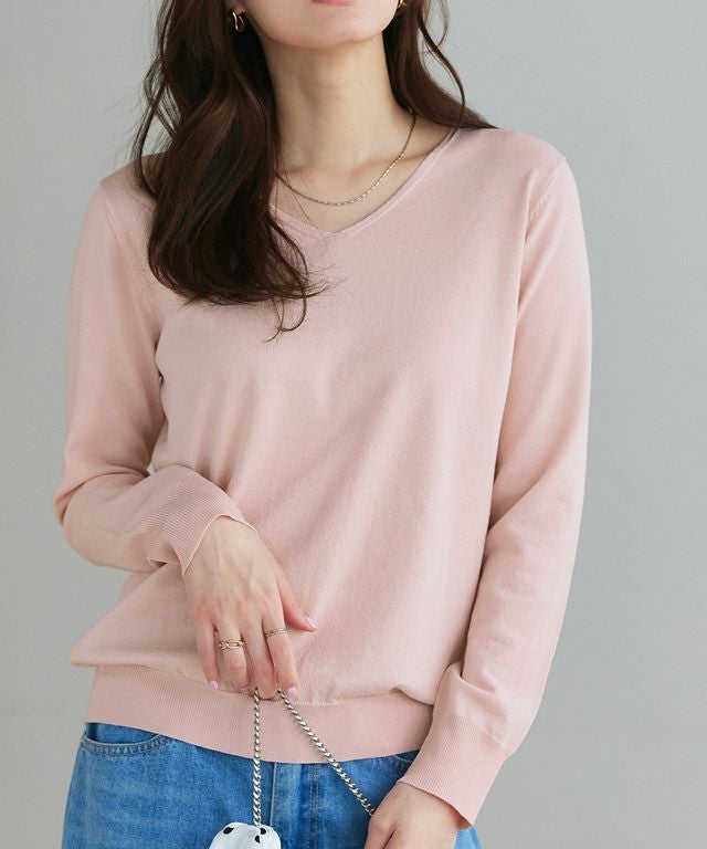 167cm / ピンク / Vネック / M