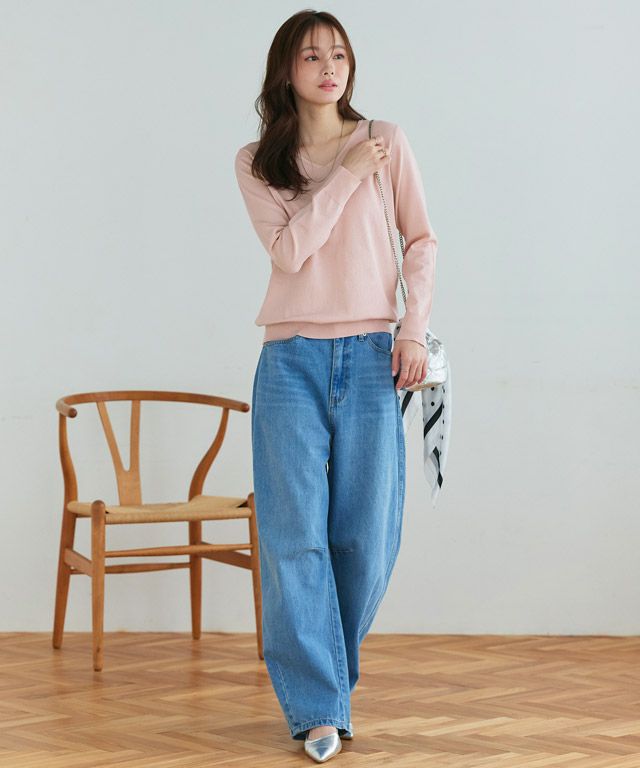 167cm / ピンク / Vネック / M