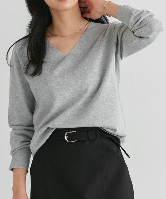 162cm / 杢グレー / Vネック / M