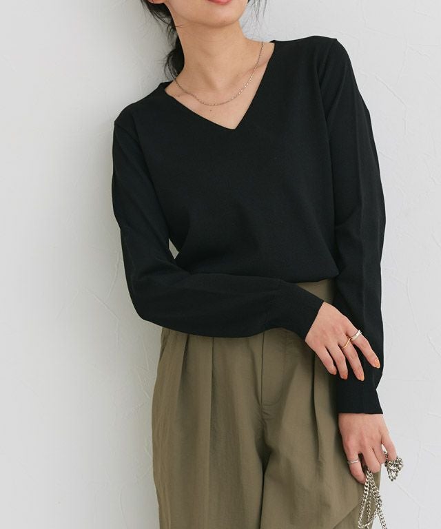 162cm / ブラック / Vネック / M