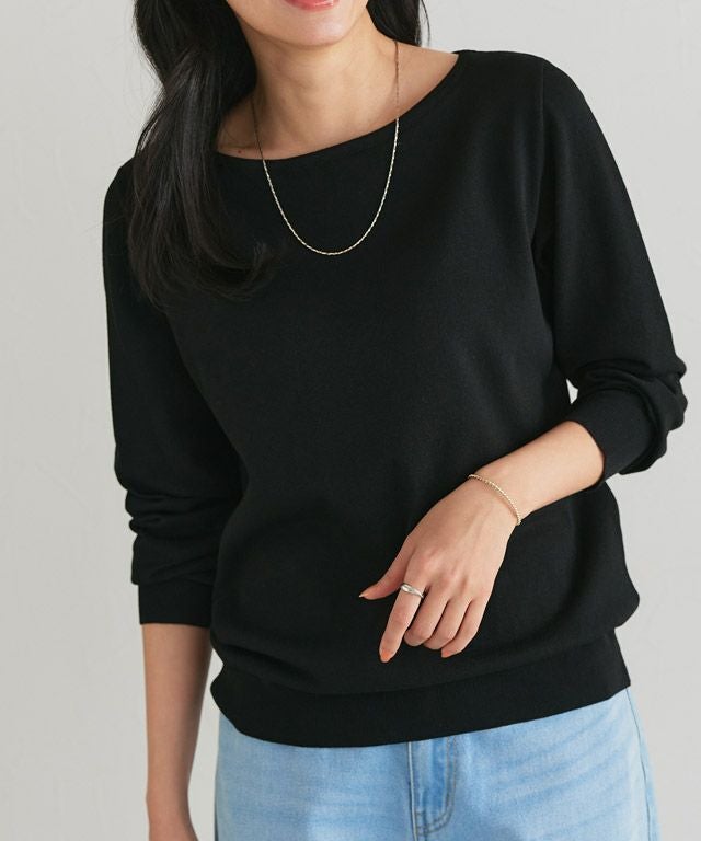 162cm / ブラック / ボートネック / M