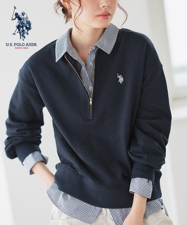 【U.S.POLO ASSN.】ハーフジップスウェット