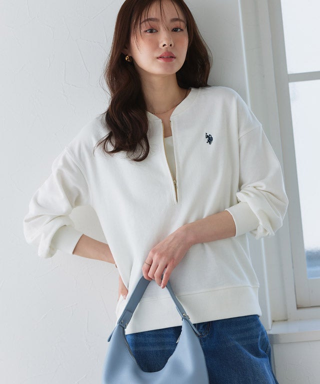 167cm / オフホワイト×ネイビー / M