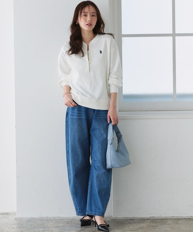 167cm / オフホワイト×ネイビー / M