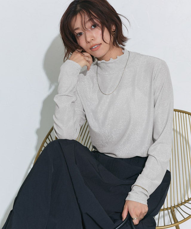 167cm / ラメ / シルバー / ハイネック / M